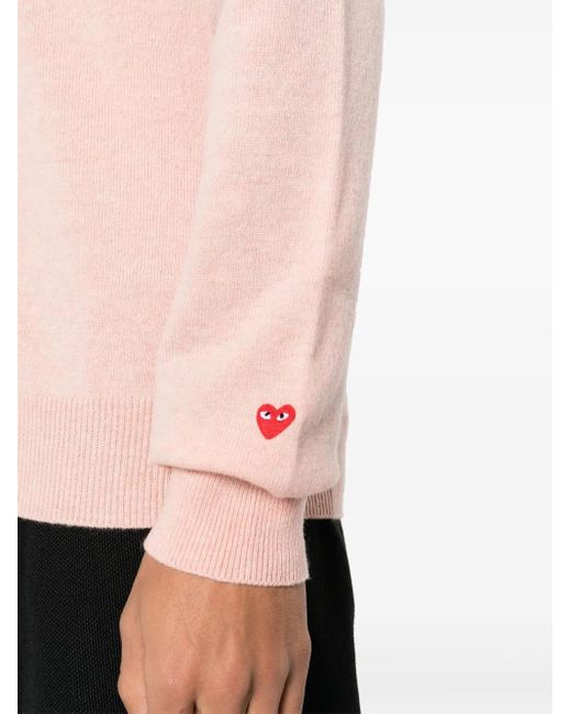COMME DES GARÇONS PLAY Pink Logo-Appliqué Wool Cardigan for men
