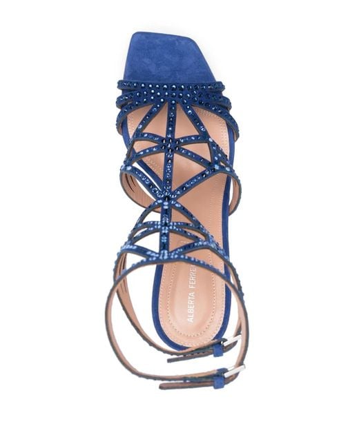 Alberta Ferretti Blue 100Mm Embellished Square-Toe Sandals