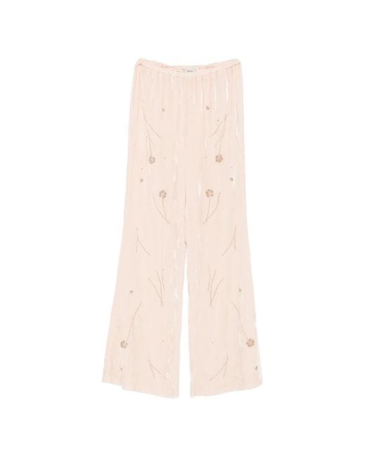 Forte_forte White Il Ricamo Embroidered Palazzo Pants