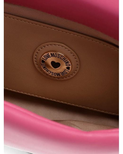 Moschino Pink Love Heart-Plaque Cross Body Bag
