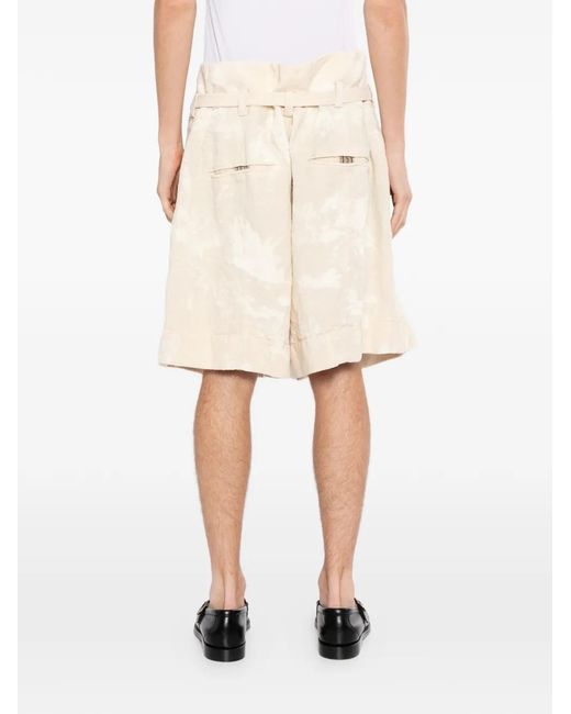 Ziggy Chen Natural Belted Pleated Shorts for men