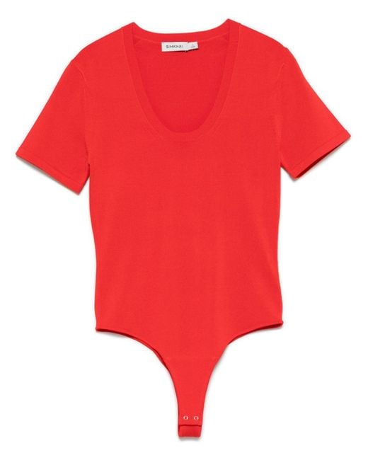 Jonathan Simkhai Red Drew Bodysuit