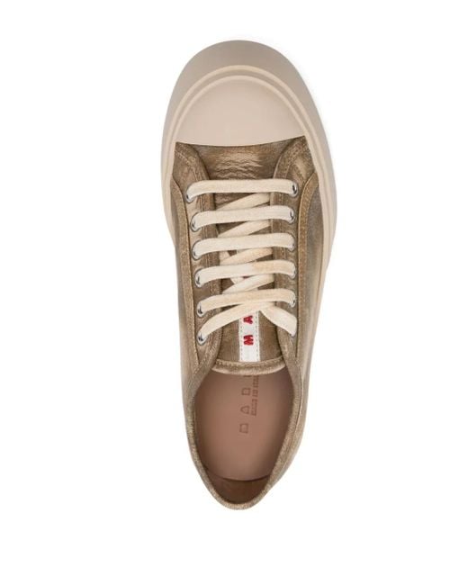 Marni Natural Faded Panelled Lace-Up Sneakers
