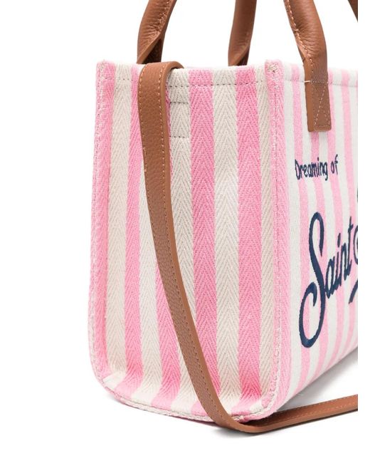 Mc2 Saint Barth Pink Vanity Medium Striped-Pattern Tote Bag