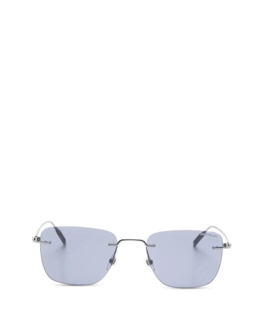 Montblanc White Rimless Rectangle Sunglasses