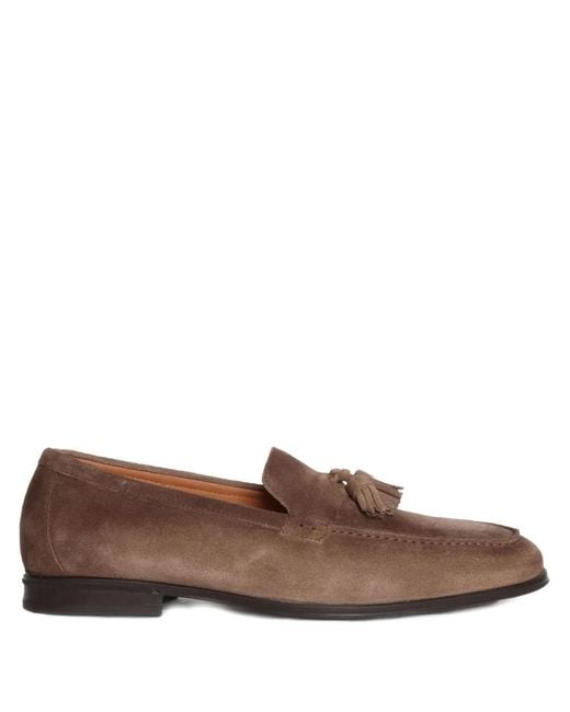 Doucal's Brown Tassel Suede Loafers for men
