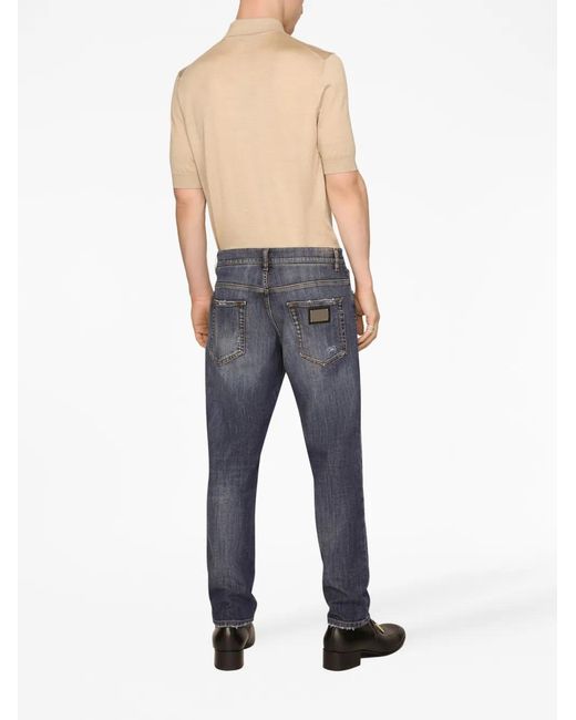 Dolce & Gabbana Natural Short-Sleeve Silk Polo Shirt for men