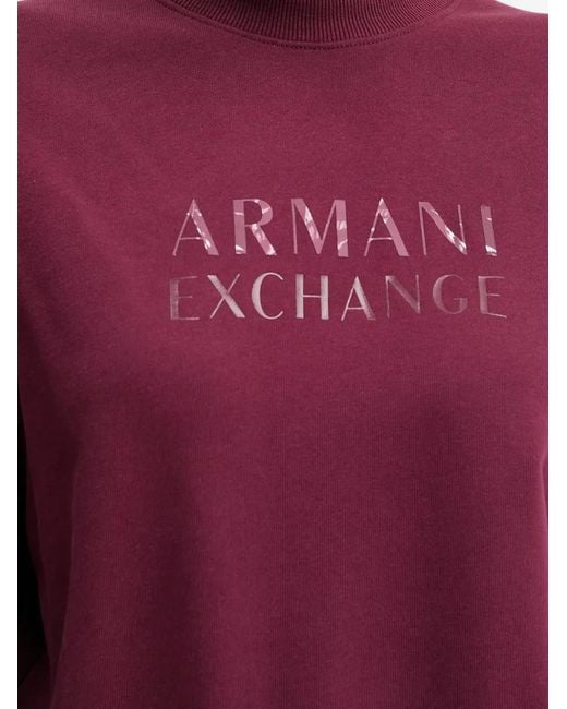 ARMANI EXCHANGE Purple Logo Crew Neck Top