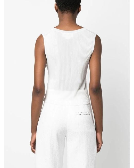 Genny White Embellished Rib Vest