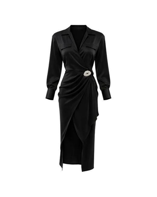 David Koma Black Rhinestone-Embellished Shirt Dress