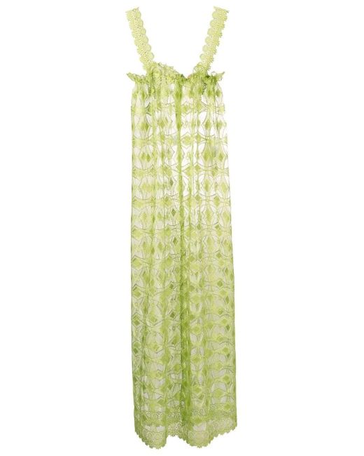 Olympiah Green Sheer Geometric Lace Dress