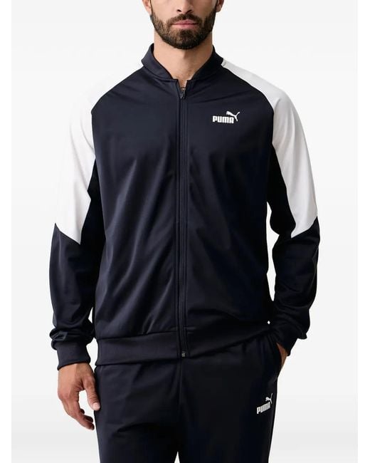 PUMA Blue Logo-Print Panelled Tracksuit for men