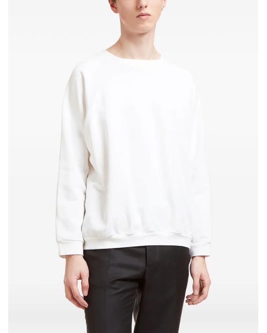 Aiezen White Crew-Neck Raglan-Sleeve Sweatshirt for men