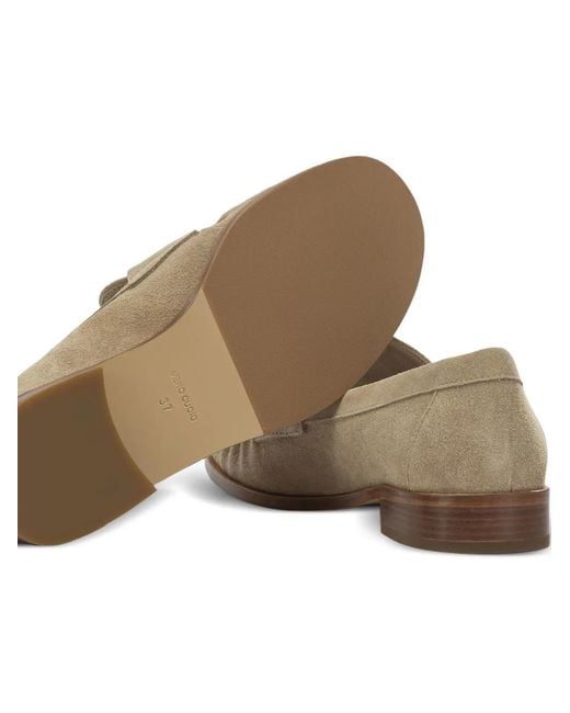 strategia shoes Natural Georgie Ruched Suede Loafers