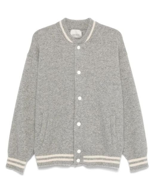 Laneus Gray Knitted Bomber Jacket