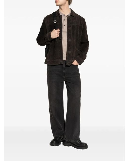 AllSaints Black Nates Button-Up Jacket for men