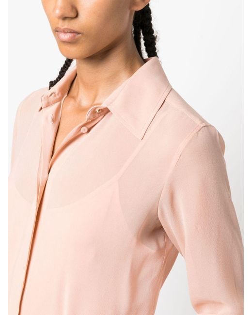 Camisa semitranslúcida de seda Max Mara de color Pink