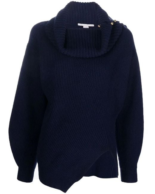 Stella McCartney Blue Roll-Neck Rib-Knit Jumper