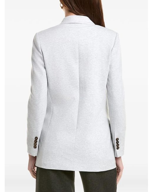 Brunello Cucinelli White Single-Button Tailored Blazer
