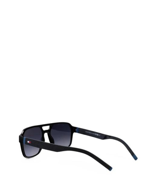 Tommy Hilfiger Black Pilot-Frame Double-Bridge Sunglasses for men