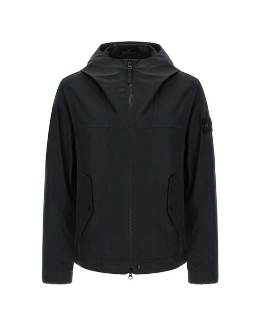 Stone Island Black 4100037 All-Weather Cotton Canvas S.I. Ghost Windproof And Breathable Hooded Jacket for men