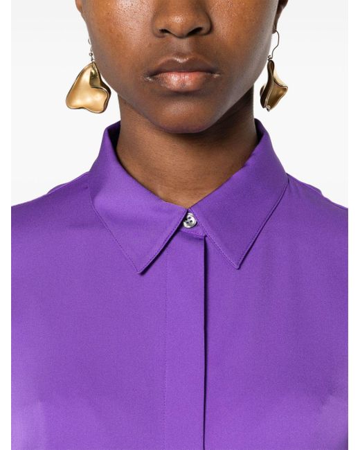 Theory Purple Classic-collar Silk Shirt