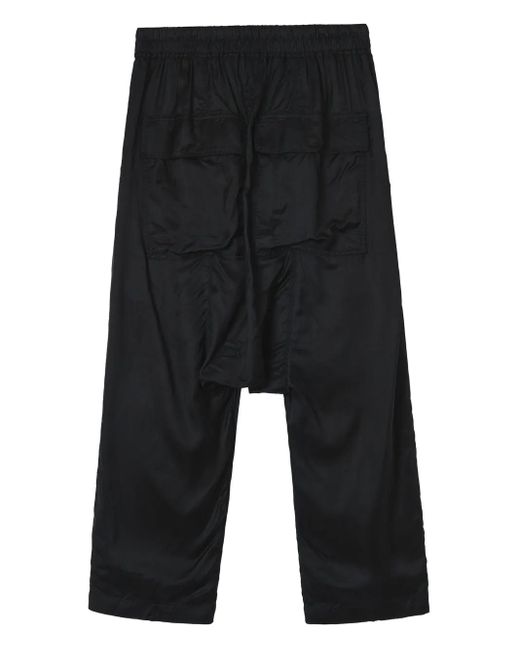 Rick Owens Black Drawstring Drop-Crotch Trousers for men