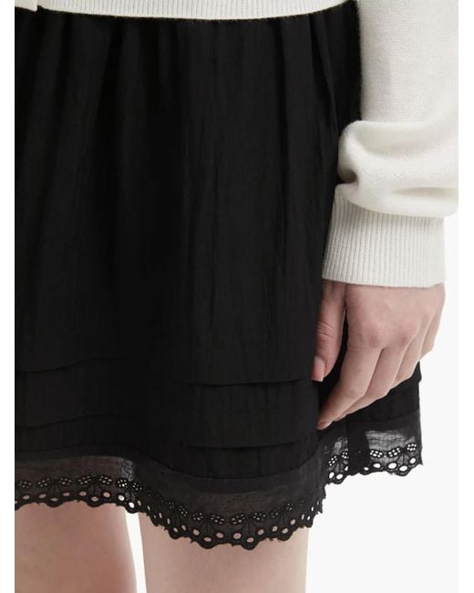 B+ AB Black Embroidered-At-Hem Skirt