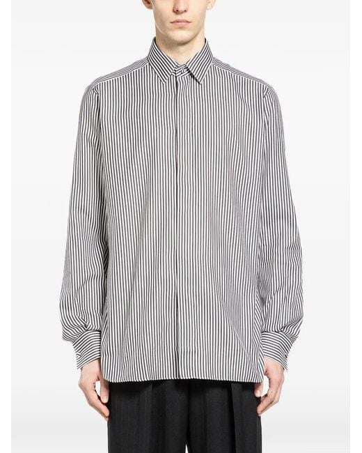 Tom Ford Gray Striped-Pattern Classic-Fit Shirt for men