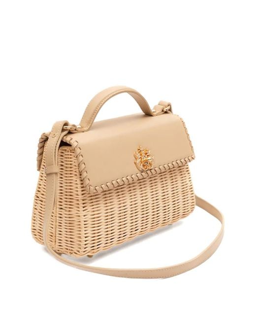Isla Brown Woven Top-Handle Shoulder Bag