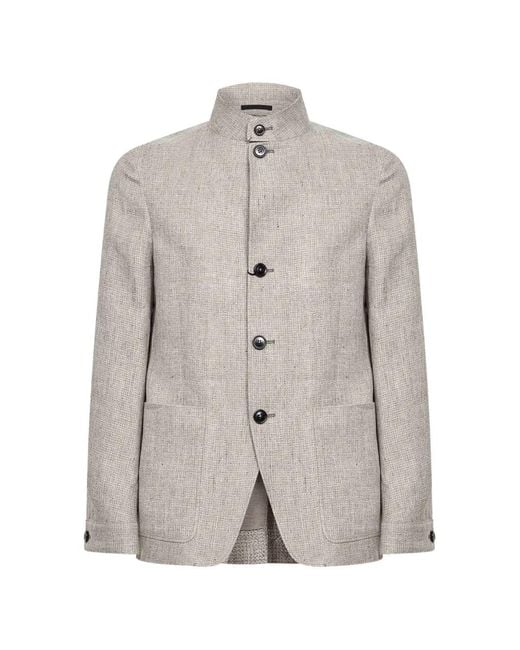 Zegna Gray Il Conte Oasi Button Micro-Check Jacket for men