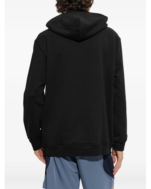 EA7 Black Logo-Patch Hoodie for men