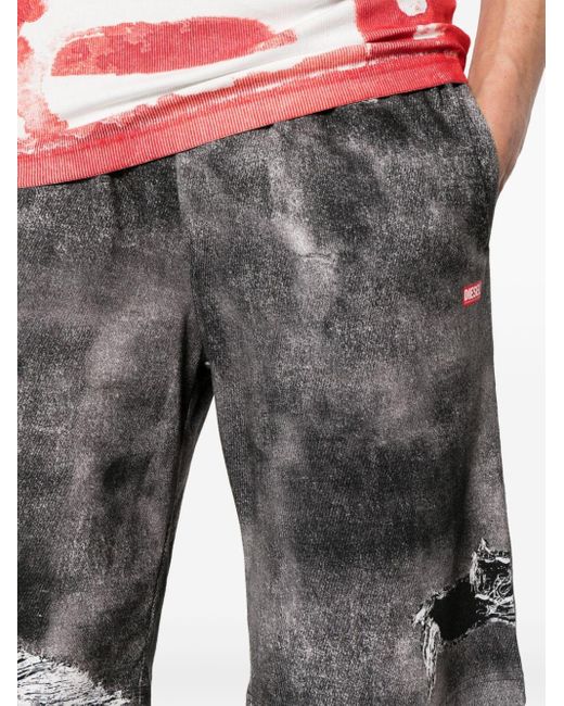 Pantalones cortos de deporte con estampado envejecido DIESEL de hombre de color Gray