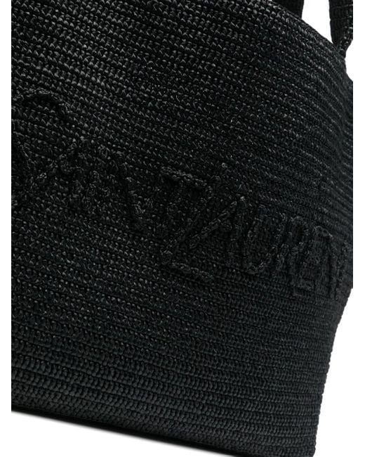 Saint Laurent Black Raffia Tote Bag