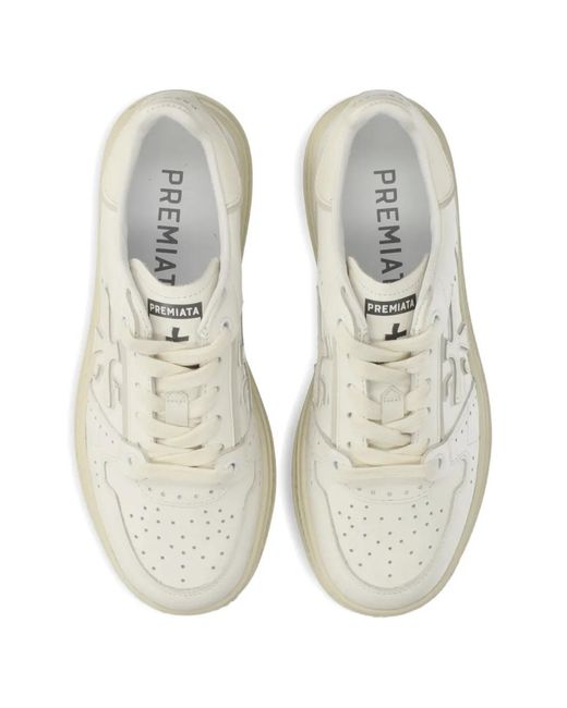 Premiata White Quinnd Perforated Sneakers
