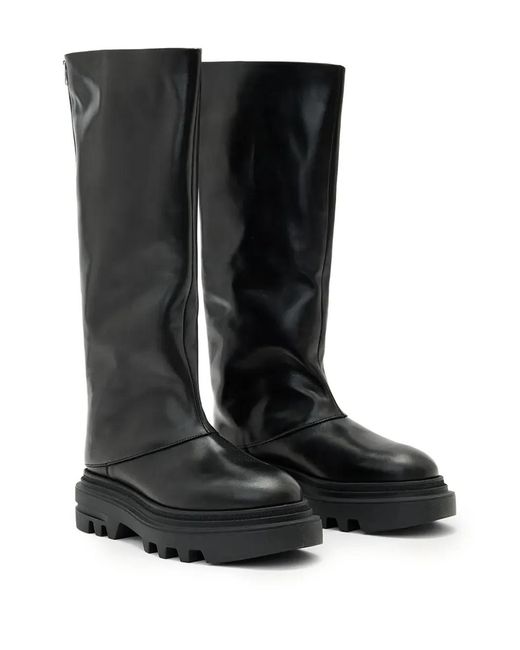 AllSaints Black Maxie Zip-Fastening Boots