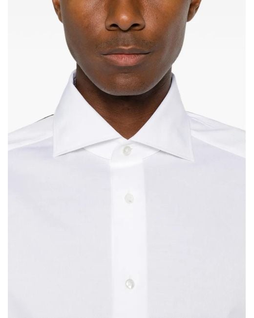 Zegna White Spread-Collar Button-Up Shirt for men