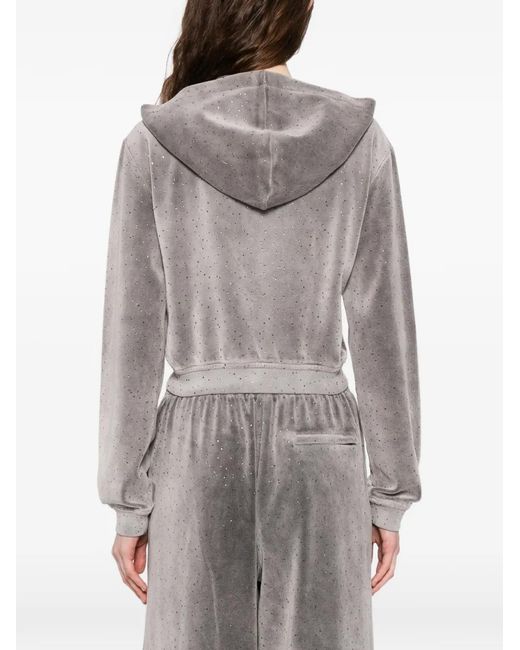 Alexander Wang Gray Crystal-Embellished Zipped Hoodie