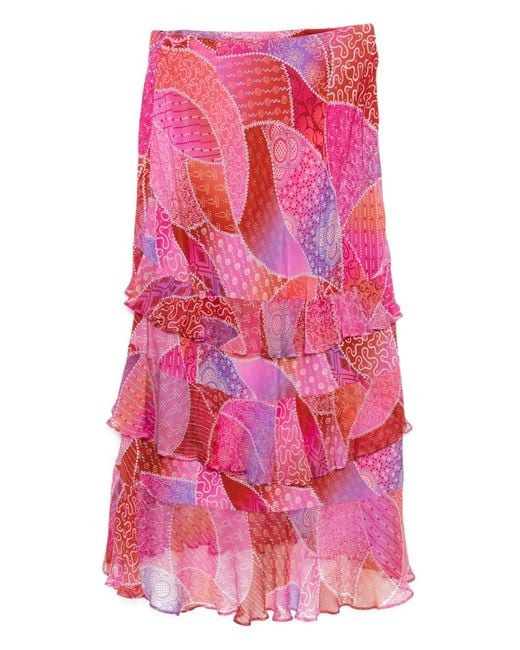 Rixo Pink Ls Preslee Ibiza Night Skirt