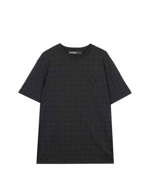 Karl Lagerfeld Black Patterned T-Shirt for men