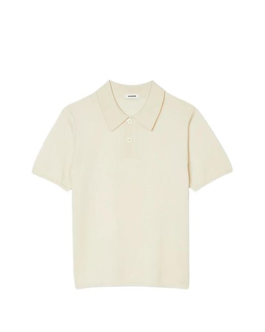 Sandro White Short-Sleeve Knitted Polo Shirt for men