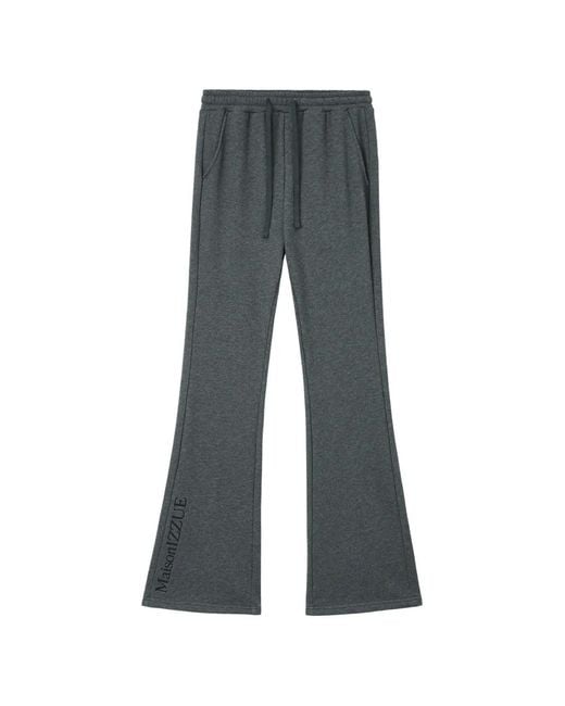 Izzue Gray Drawstring Flared Track Pants
