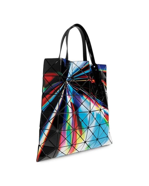 Issey Miyake Blue Warp Geometric-Panelled Tote Bag