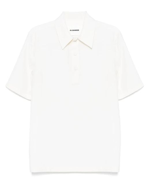 Jil Sander White Wool Polo Shirt for men