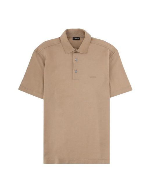 Zegna Natural Logo-Embroidered Short-Sleeve Polo Shirt for men