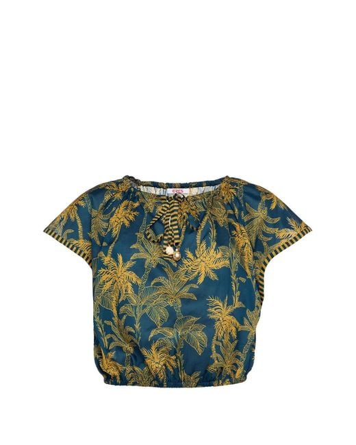 Eres Green Crocodile Palm-Tree Print Top