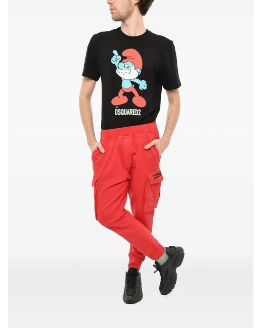 DSquared² Red Elasticated-Waist Cargo Pants for men