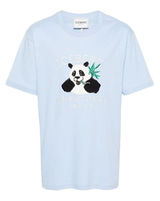 Iceberg T-Shirt mit Logo-Stickerei in Blue für Herren