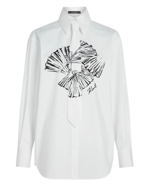 Camisa Con Detalle De Lazo Karl Lagerfeld de color White