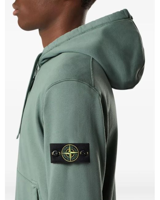 Stone Island Green 6100061 Organic Cotton Fleece Hooded Sweatshirt for men